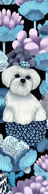 Free printable dog bookmark featuring blue and white shih tzu bookmark